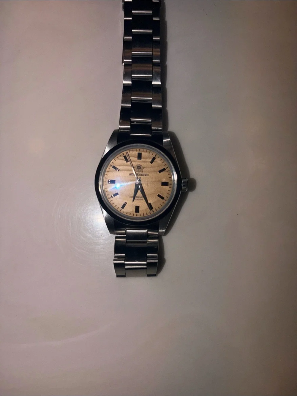 Men’s Stainless Steel Watch with Cream Dial and Bracelet